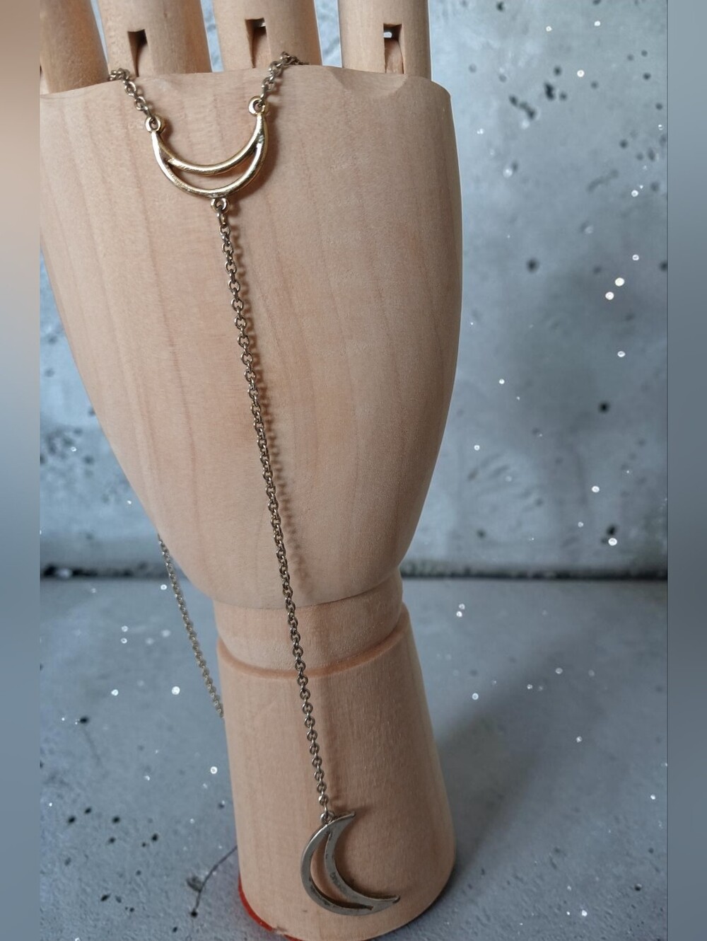 Gold Tone Crescent Moon Pendant Necklace